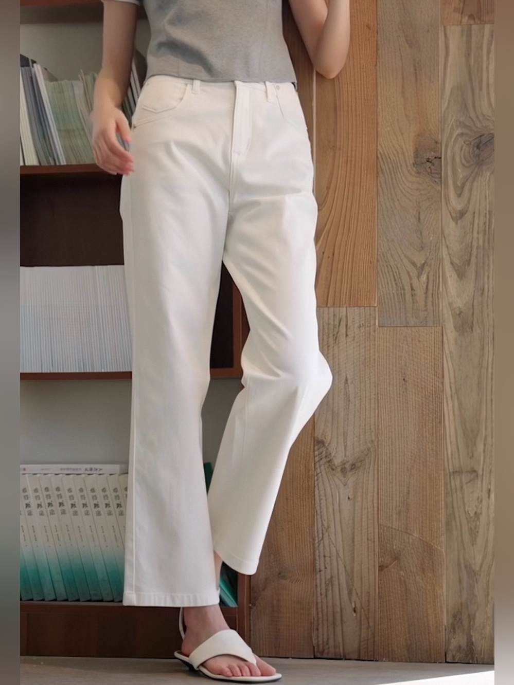 NWT Peacebird Women’s White Straight Leg Jeans High Rise Cropped Denim Pants